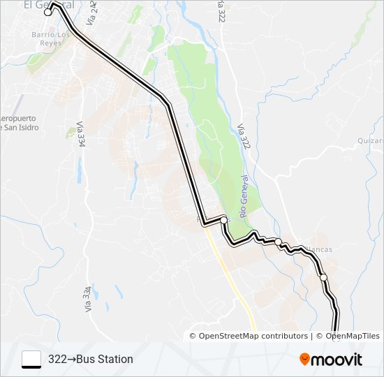Ruta san isidro peñas blancas horarios, paradas y mapas 322‎→Bus