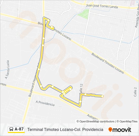 Ruta a87 horarios, paradas y mapas Col. ProvidenciaTerminal Timoteo