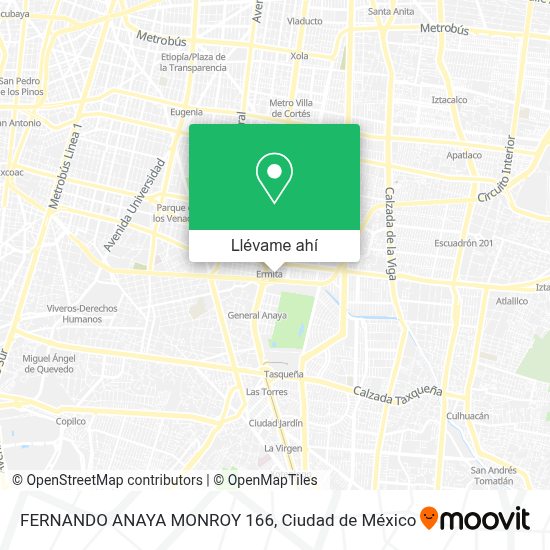 Cómo llegar a FERNANDO ANAYA MONROY 166 en Benito Juárez en Autobús o Metro
