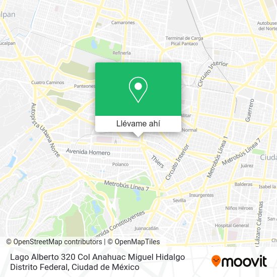 ¿Cómo llegar a Lago Alberto 320 Col Anahuac Miguel Hidalgo Distrito