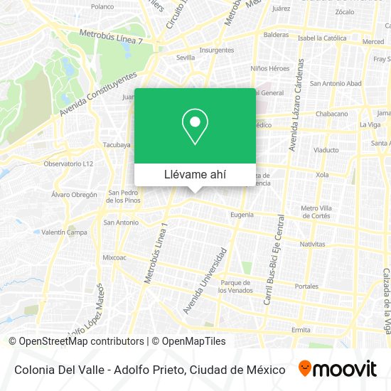 ¿Cómo llegar a Colonia Del Valle Adolfo Prieto en Ciudad de México en