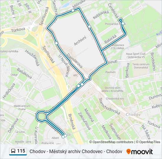 115 Bus Route Map 115 Route: Schedules, Stops & Maps - Chodov (Updated)