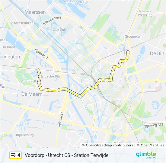 4 Route: Dienstregelingen, Haltes En Kaarten - Terwijde Via Utrecht Cs (Bijgewerkt)