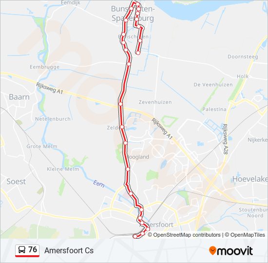 76 Route: Dienstregelingen, Haltes En Kaarten - Amersfoort Cs (Bijgewerkt)