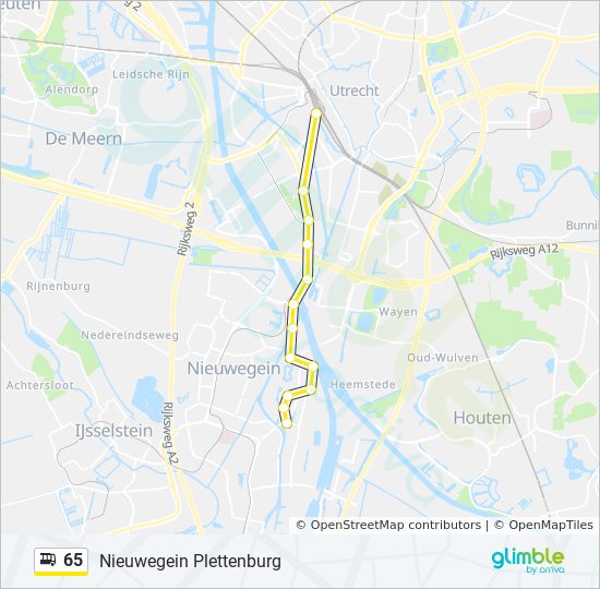 65 Route: Dienstregelingen, Haltes En Kaarten - Nieuwegein Plettenburg (Bijgewerkt)