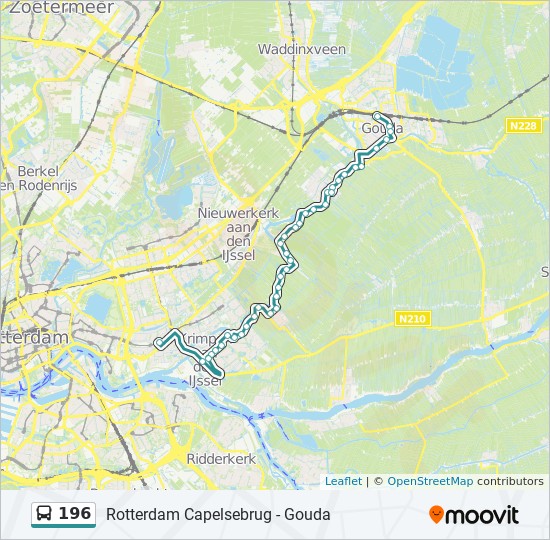 Buslijnen Gouda Kaarten 196 Route dienstregelingen, haltes en kaarten Gouda