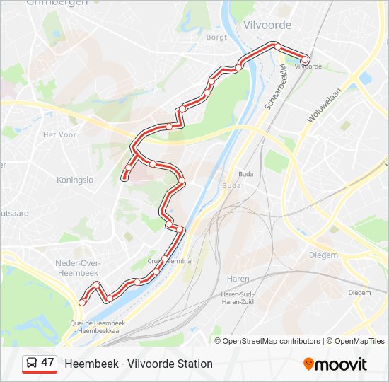 47 Bus Route Map 47 Route: Schedules, Stops & Maps - Vilvorde Station (Updated)