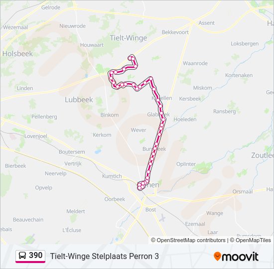 390 Bus Route Timetable 390 Route: Schedules, Stops & Maps - Tielt-Winge Stelplaats Perron 3 (Updated)