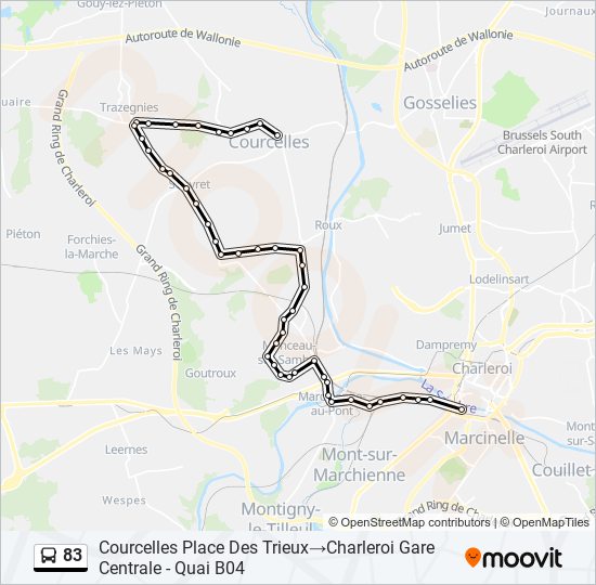83 Itinéraire Horaires, Arrêts & Plan Courcelles Place Des Trieux‎→
