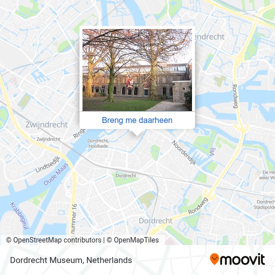 Kaart Dordrechts Museum Hoe gaan naar Dordrecht Museum in Dordrecht via Bus, Trein, Metro of Tram?