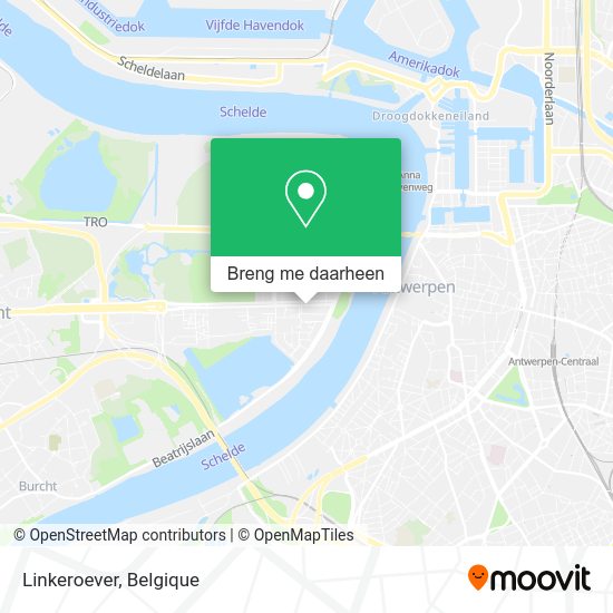 Hoe kom je bij Linkeroever in Antwerpen met bus, tram of trein?
