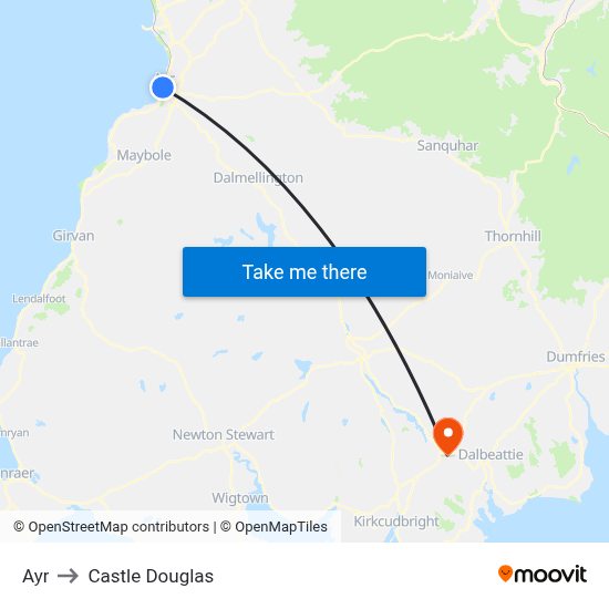 Ayr to Castle Douglas with public transportation