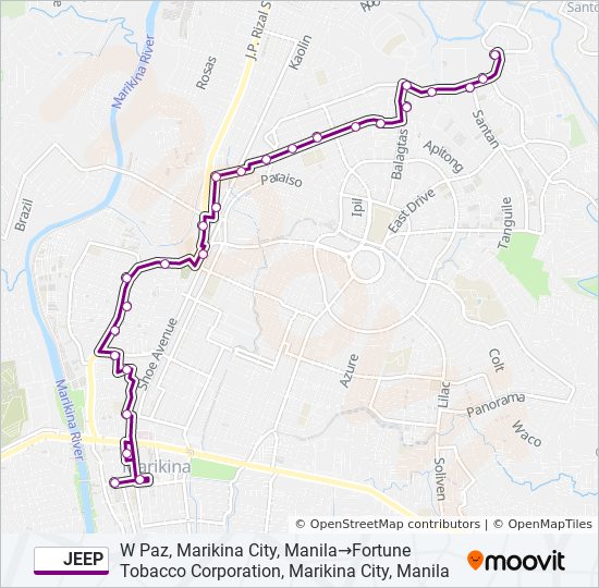 jeep Route Schedules, Stops & Maps W Paz, Marikina City, Manila‎→Fortune Tobacco Corporation