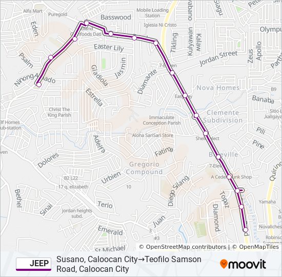 jeep Route Schedules, Stops & Maps Susano, Caloocan City‎→Teofilo