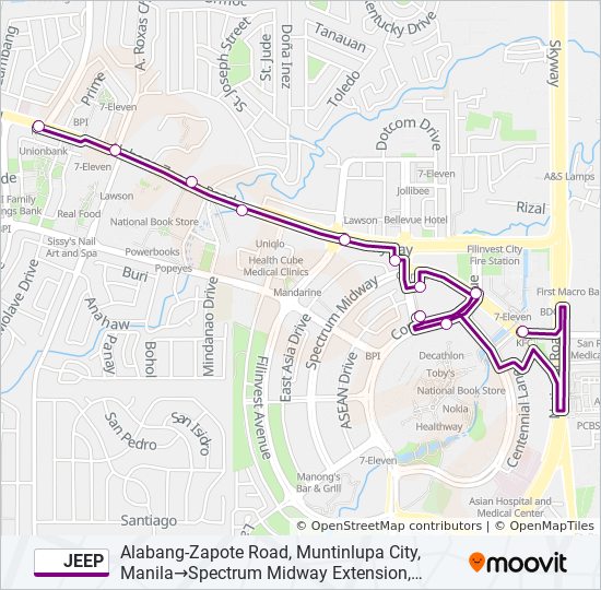 jeep Route Schedules, Stops & Maps AlabangZapote Road, Muntinlupa