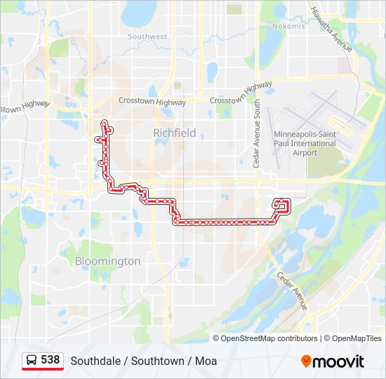 538 Route Schedules, Stops & Maps Southdale / Southtown / Moa (Updated)