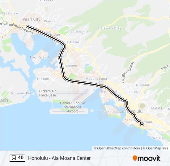 40 Route Schedules, Stops & Maps Honolulu Ala Moana Center (Updated)