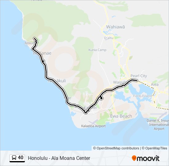 40 Route Schedules, Stops & Maps Honolulu Ala Moana Center (Updated)