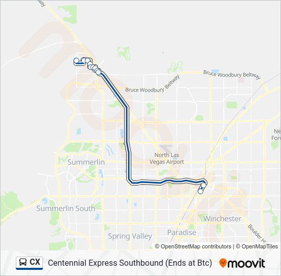 Ruta cx horarios, paradas y mapas Centennial Express Southbound