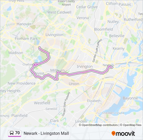 70 Route Schedules, Stops & Maps Livingston Mall (Updated)