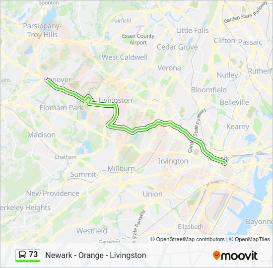 Ruta 73 horarios, paradas y mapas Whippany Troy Hills Road (Actualizado)