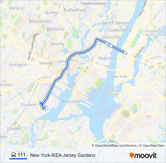 111 Route Schedules, Stops & Maps Jersey Gardens Mall (Updated)