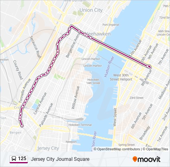 125 Route Schedules, Stops & Maps Jersey City Journal Square (Updated)