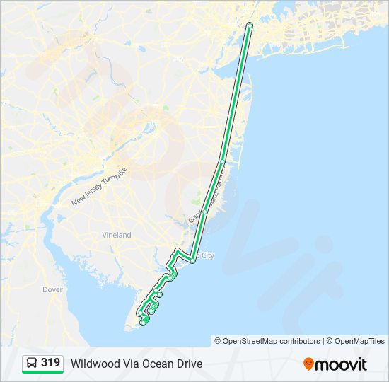 Ruta 319 horarios, paradas y mapas Wildwood Via Ocean Drive