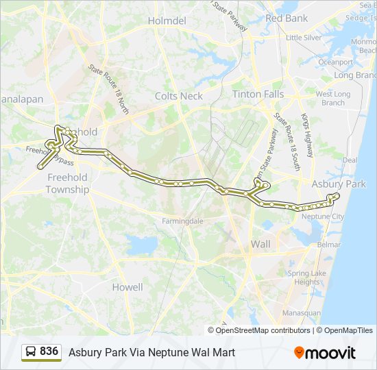 836 Route Schedules, Stops & Maps Asbury Park Via Neptune Wal Mart