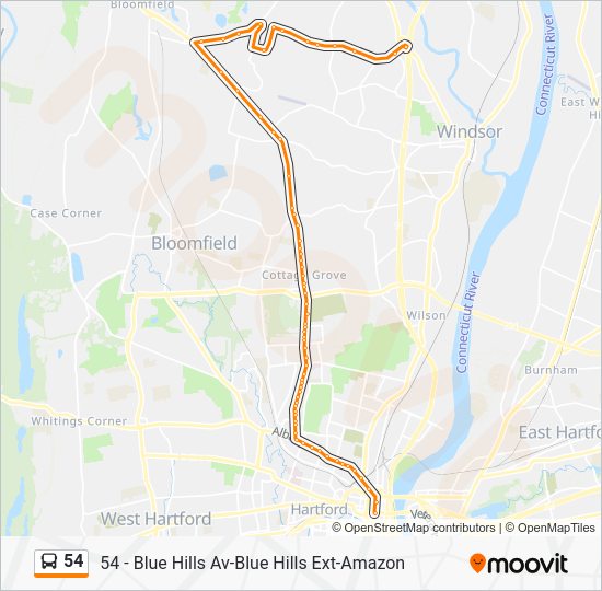 Ruta 54 horarios, paradas y mapas 54 Blue Hills AvBlue Hills Ext