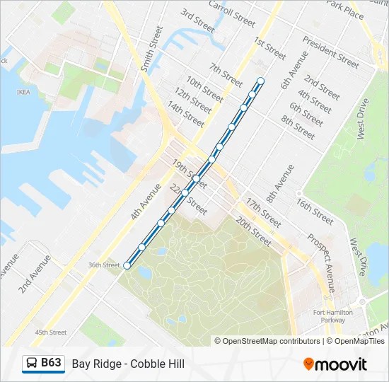 B63 Route Schedules, Stops & Maps 33 St 5 Av (Updated)