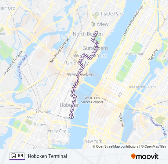 89 Route Schedules, Stops & Maps Hoboken Terminal (Updated)