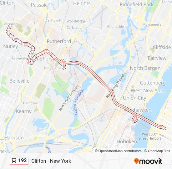 192 Route Schedules, Stops & Maps Allwood Circle Via Nutley (Updated)
