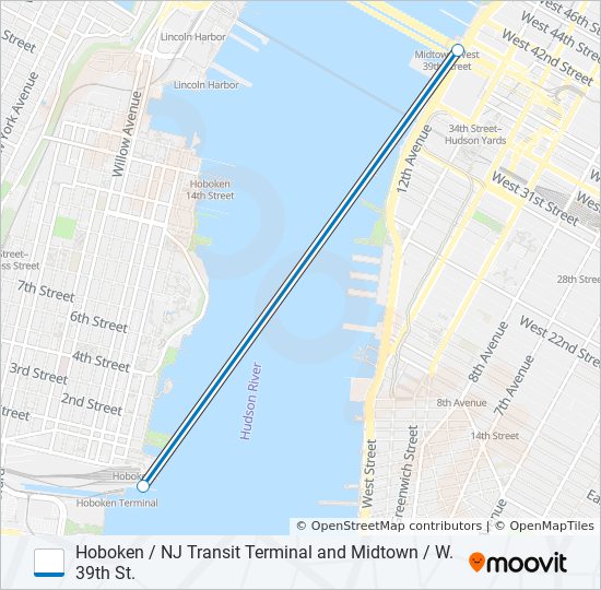hoboken nj transit terminal and midtown w 39th st Route Schedules