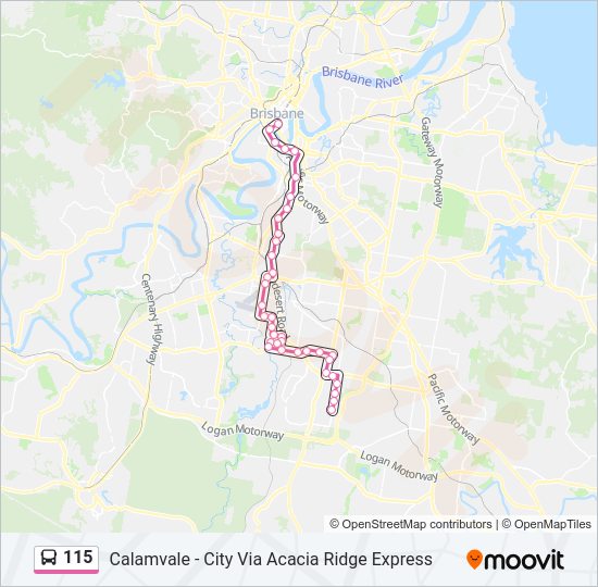 115 Bus Route Map 115 Route: Schedules, Stops & Maps - Calamvale, The Parks (Updated)