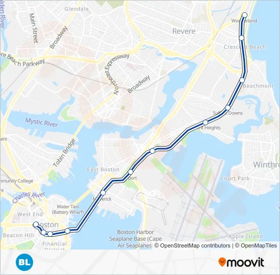 Blue Line Mbta Map Blue Line Route: Schedules, Stops & Maps - Bowdoin (Updated)