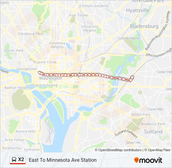 x2 Route Schedules, Stops & Maps East To Minnesota Ave Station (Updated)