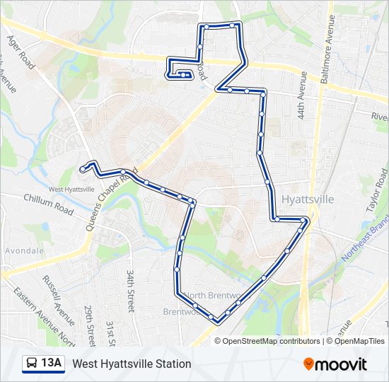 13a Route Schedules, Stops & Maps West Hyattsville Metrorail Station