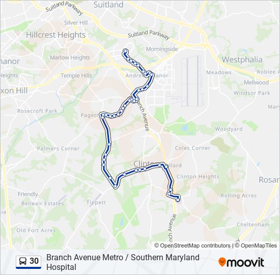 30 Route Schedules, Stops & Maps Branch Ave Metrorail Station (Updated)
