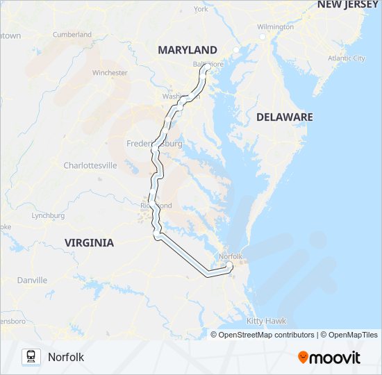 northeast regional Route Schedules, Stops & Maps Norfolk (Updated)