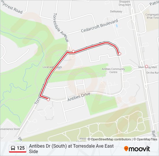 125 Route Schedules, Stops & Maps Antibes Dr (South) at Torresdale