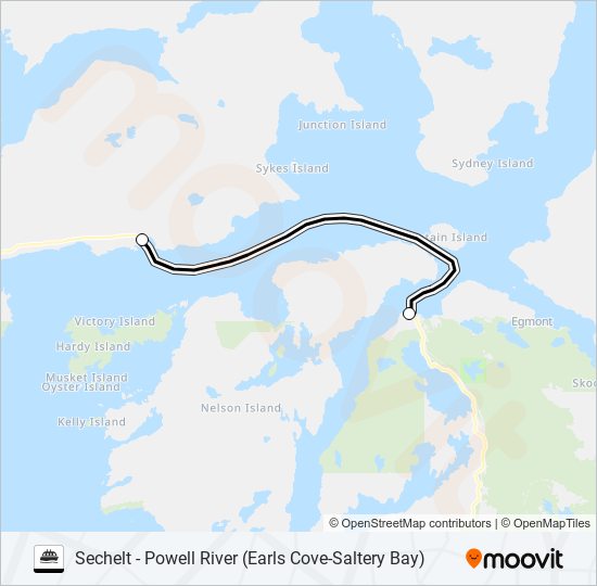 sechelt powell river earls covesaltery bay Route Schedules, Stops