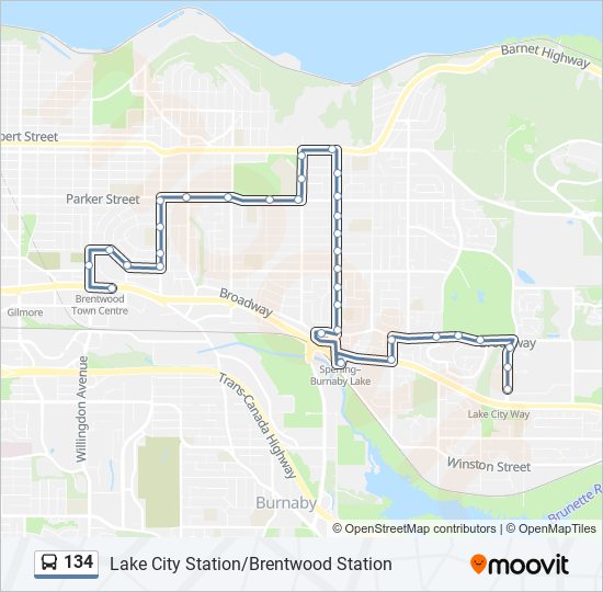 134 Route Schedules, Stops & Maps Brentwood Station (Updated)