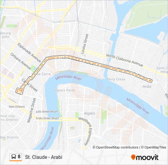 8 Route Schedules, Stops & Maps Arabi Via Main LibraryCbd (Updated)