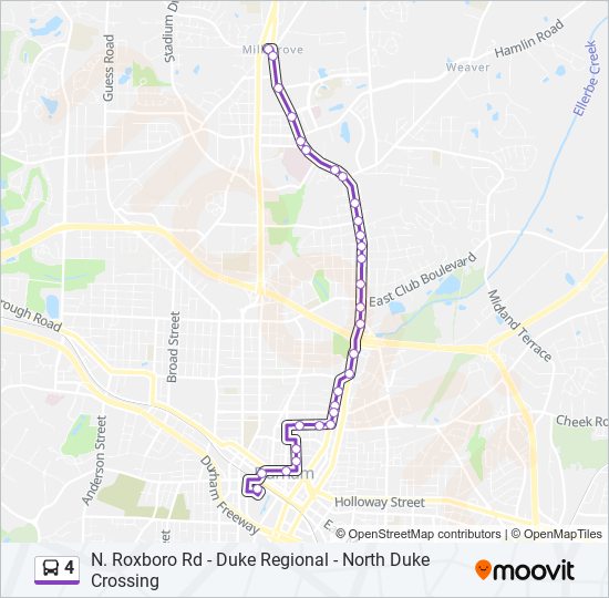 4 Route Schedules, Stops & Maps 4 N. Roxboro Duke Regnl N. Duke
