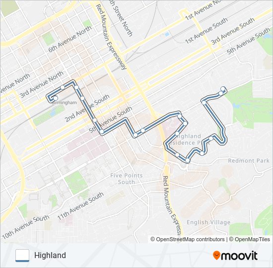 highland Route Schedules, Stops & Maps 34th St S And Clairmont Ave‎→