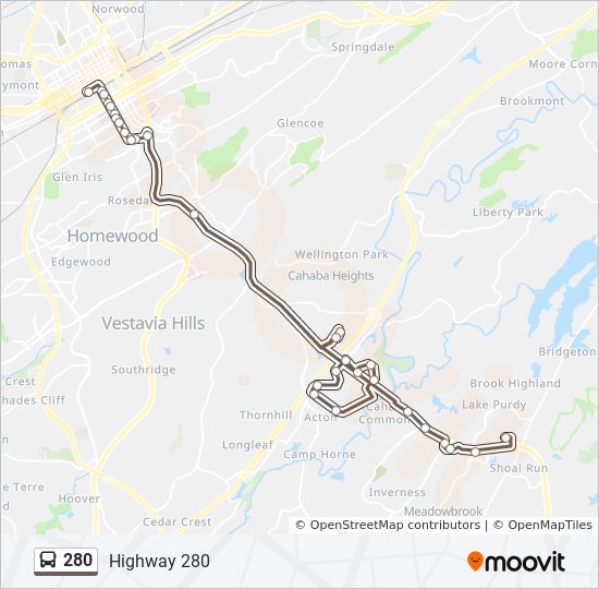 280 Route Schedules, Stops & Maps Central Station‎→Hwy 280 & Super