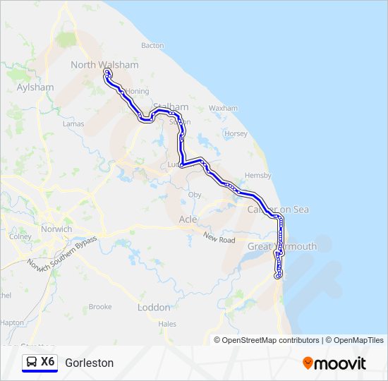 x6 Route Schedules, Stops & Maps Gorleston (Updated)