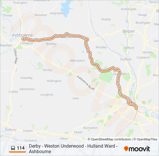 114 Route Schedules, Stops & Maps Ashbourne (Updated)