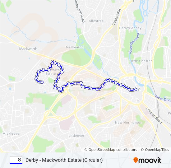 8 Route Schedules, Stops & Maps Mackworth Estate (Updated)